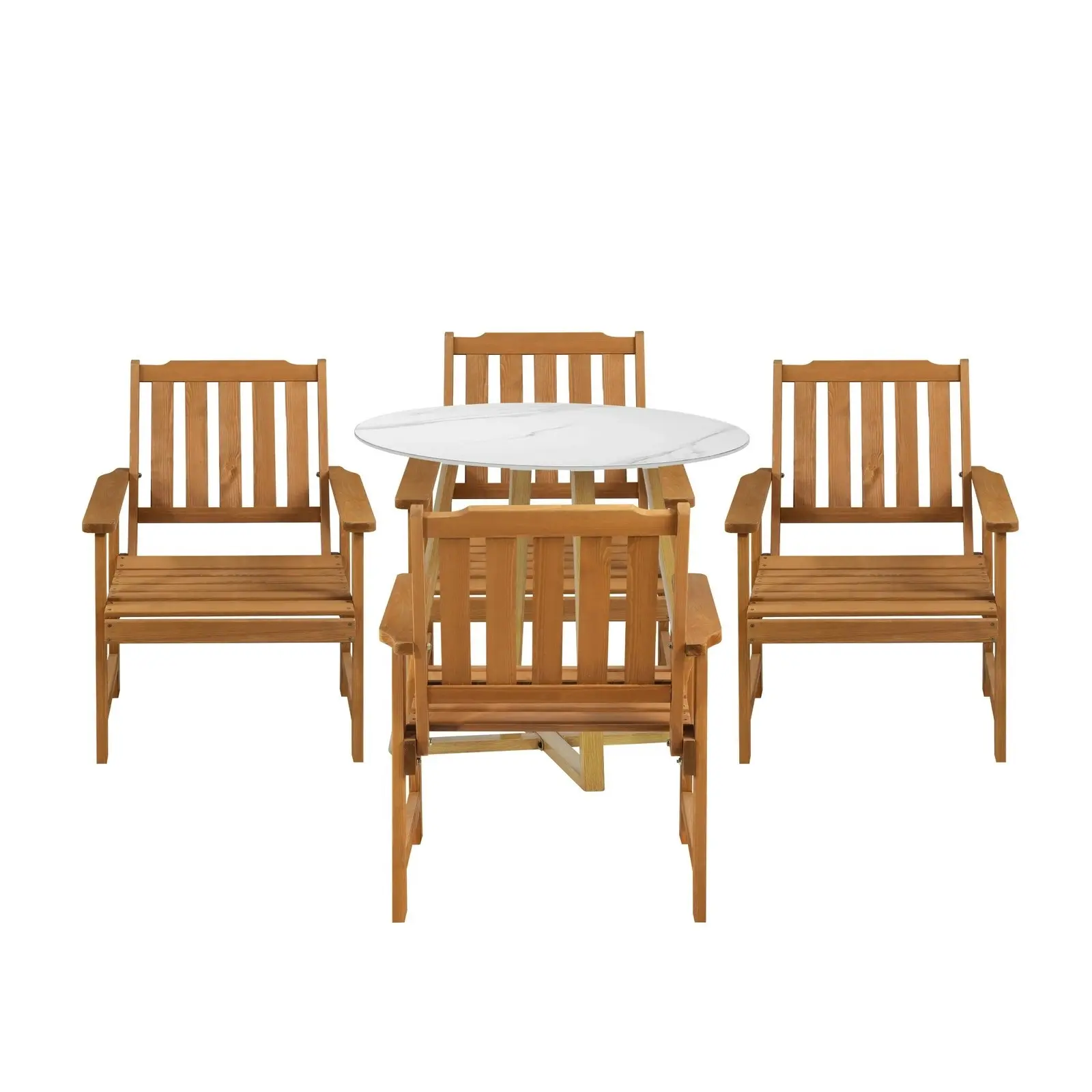 Livsip Outdoor Patio Set Solid Wood Chair and Table 5PC Furniture Dining Setting