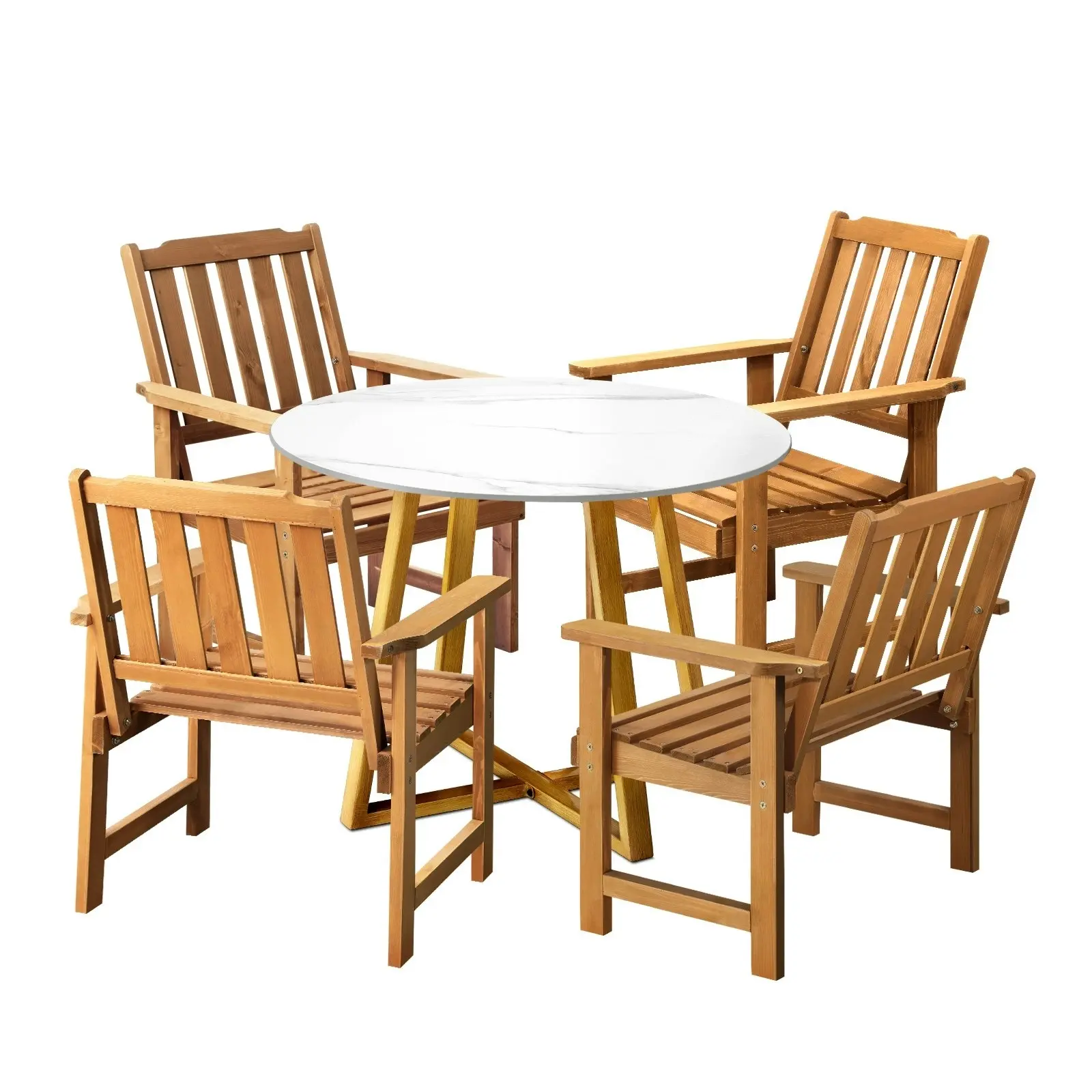 Livsip Outdoor Patio Set Solid Wood Chair and Table 5PC Furniture Dining Setting