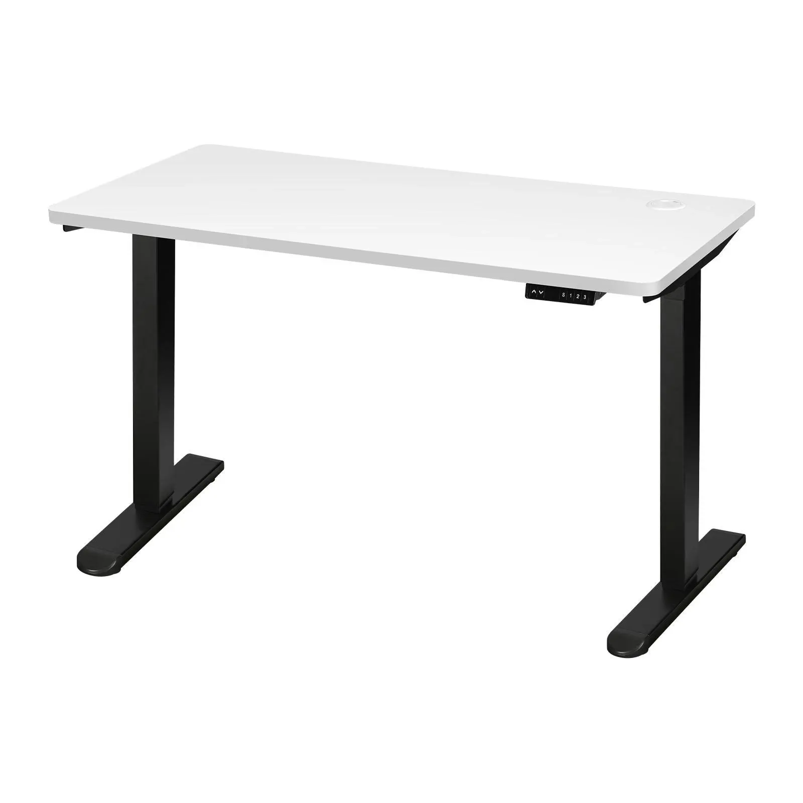 Oikiture 150CM Electric Standing Desk Single Motor Black Frame White Desktop