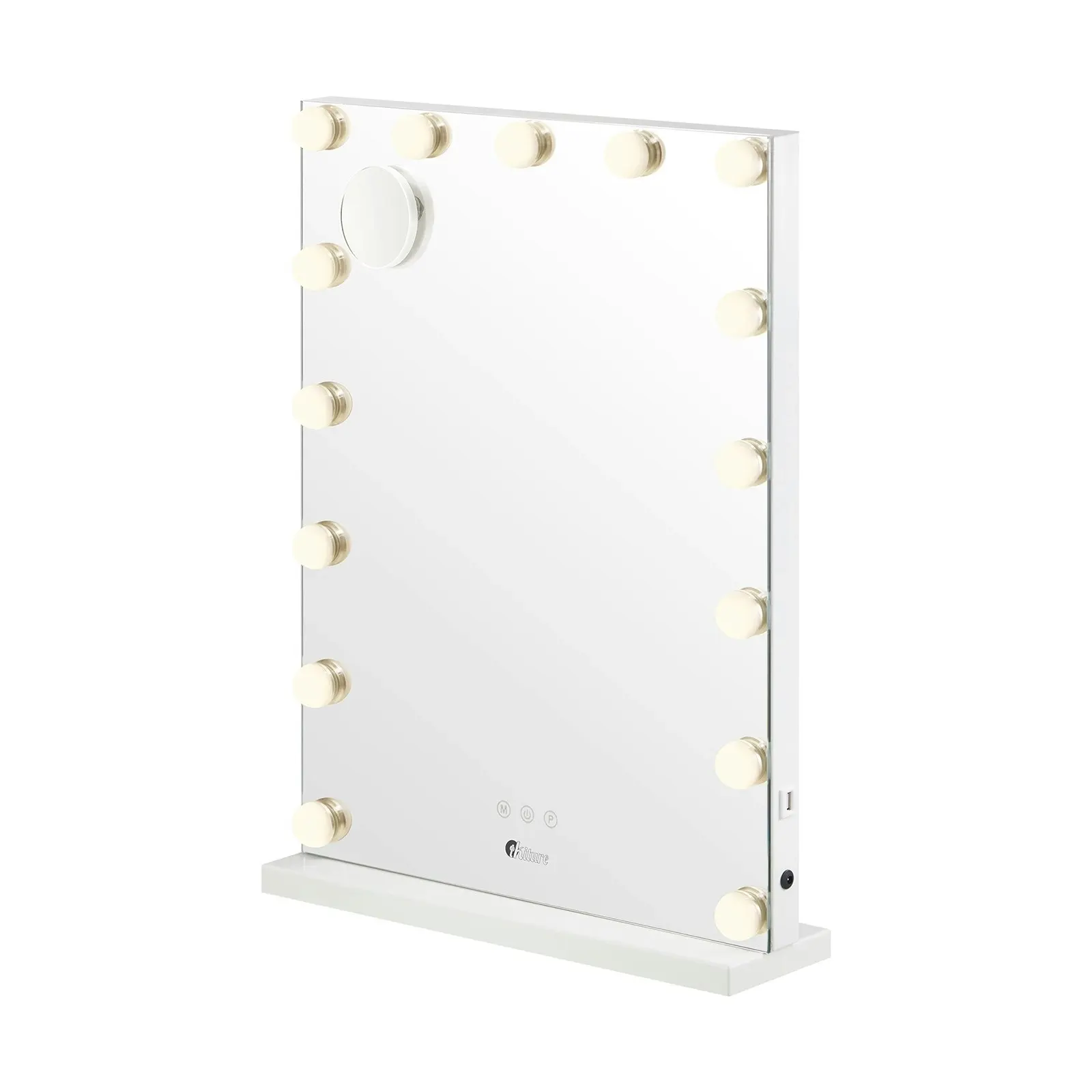 Oikiture 61x43cm LED Makeup Mirror Bluetooth Hollywood Vanity Wall Mirrors Standing Wall Mounted