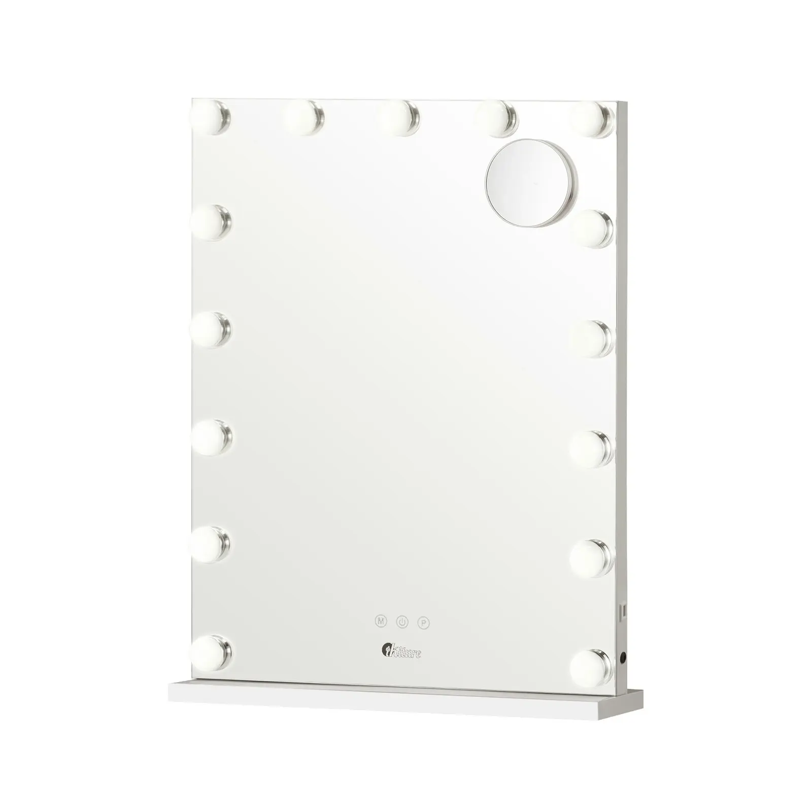 Oikiture 61x43cm LED Makeup Mirror Bluetooth Hollywood Vanity Wall Mirrors Standing Wall Mounted