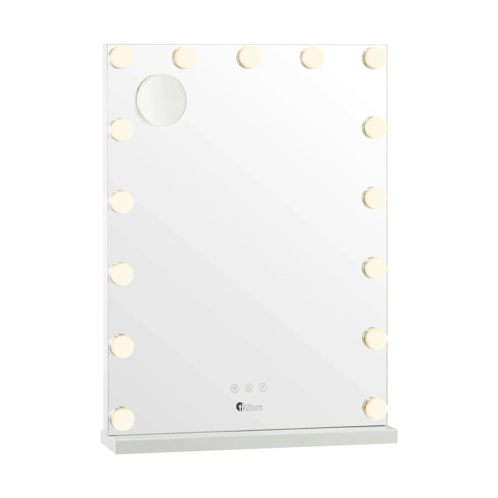 Oikiture 61x43cm LED Makeup Mirror Bluetooth Hollywood Vanity Wall Mirrors Standing Wall Mounted