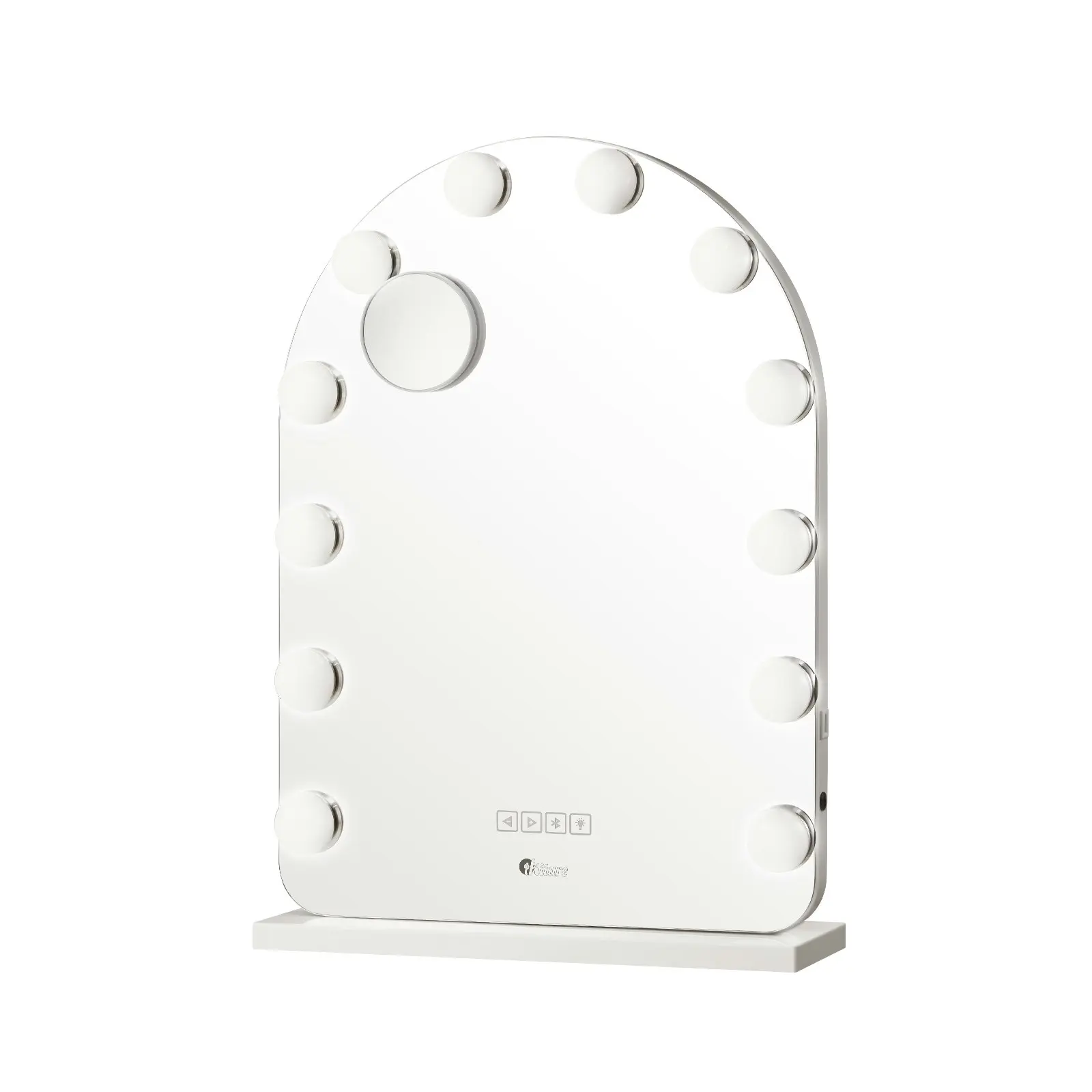 Oikiture 61x43cm LED Arched Makeup Mirror Bluetooth Hollywood Vanity Wall Mirrors Standing Wall Mounted