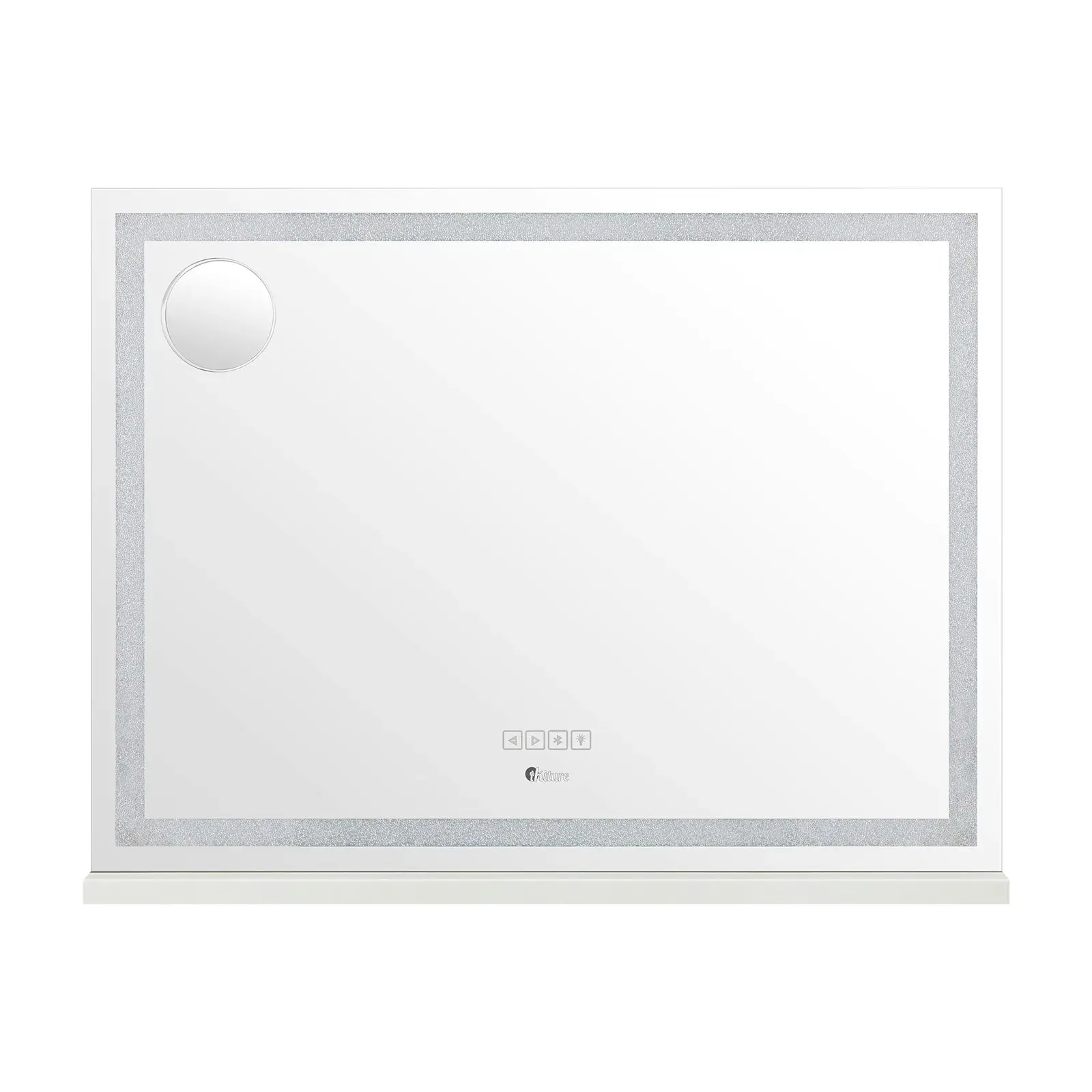 Oikiture Crystal LED Makeup Mirror 80x62cm Bluetooth Hollywood Vanity Mirrors Standing Wall Mounted