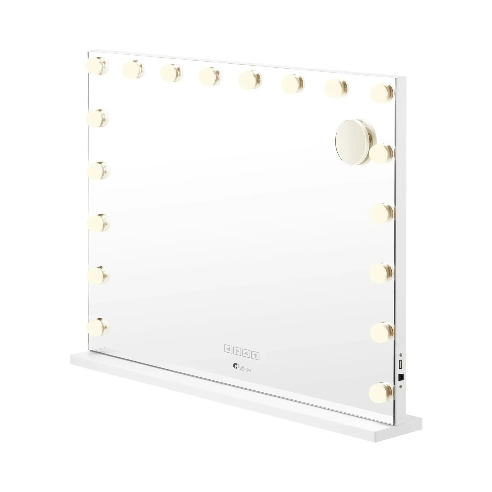 Oikiture 80x68cm Makeup Mirror Bluetooth Hollywood LED Light Vanity Mirrors Standing Wall Mounted