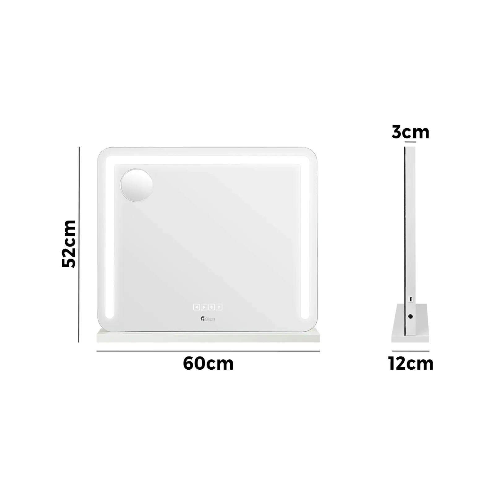 Oikiture 60x52cm Bluetooth Hollywood LED Makeup Mirror Vanity Wall Mirrors Standing Wall Mounted