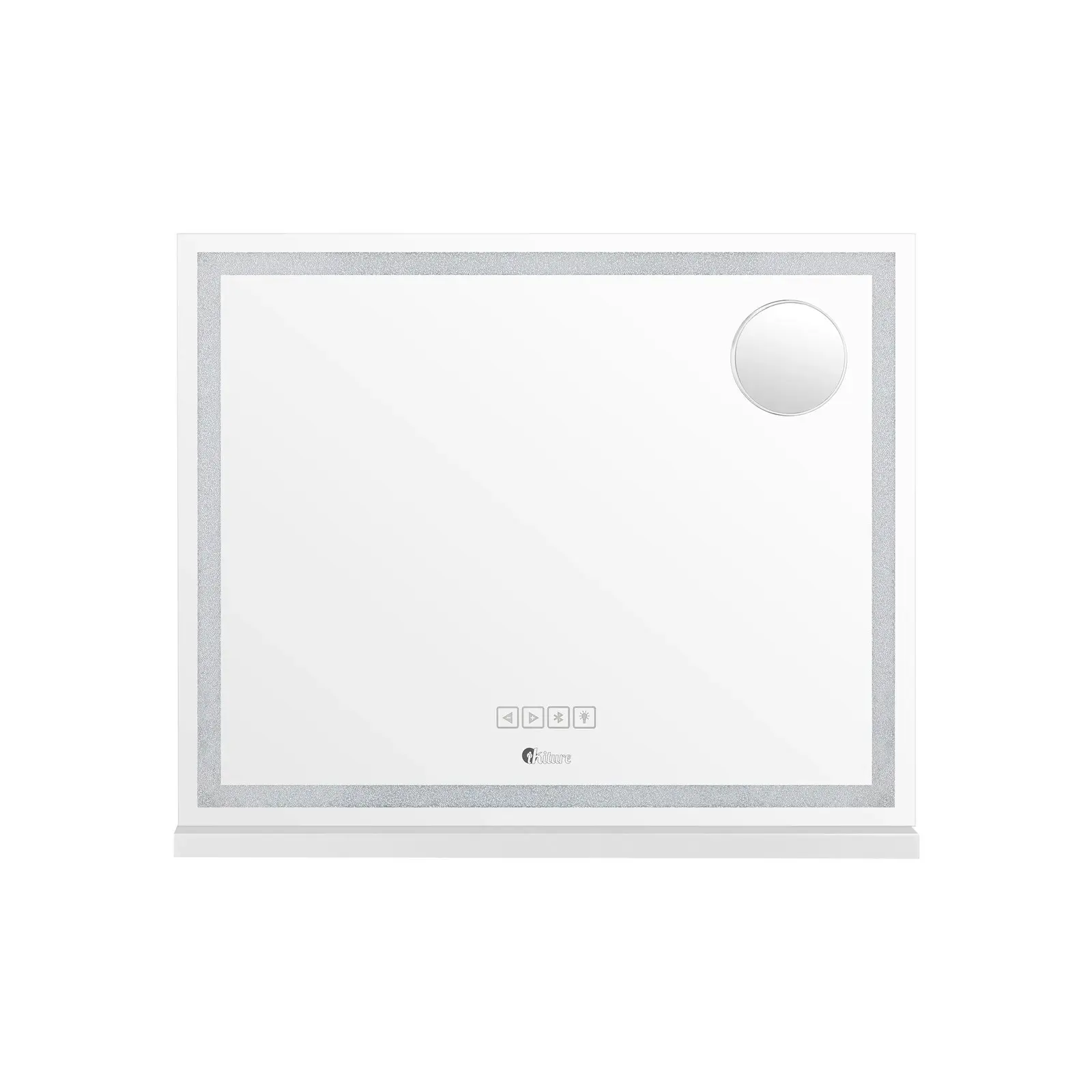 Oikiture 58x49cm LED Crystal Makeup Mirror Bluetooth Hollywood Vanity Mirrors Standing Wall Mounted