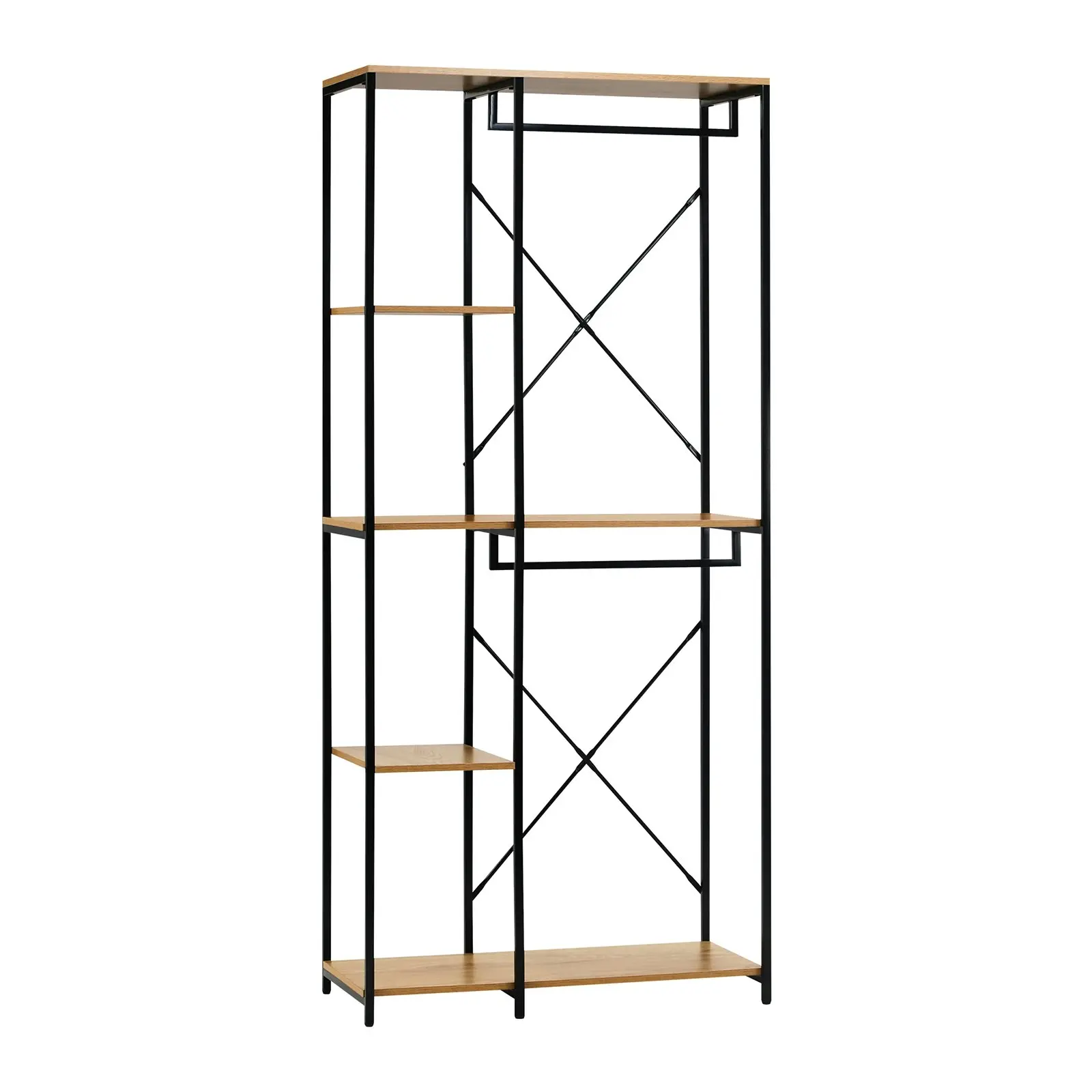 Oikiture Clothes Rack Large Open Wardrobe Garment Coat Hanging Rail 5 shelves