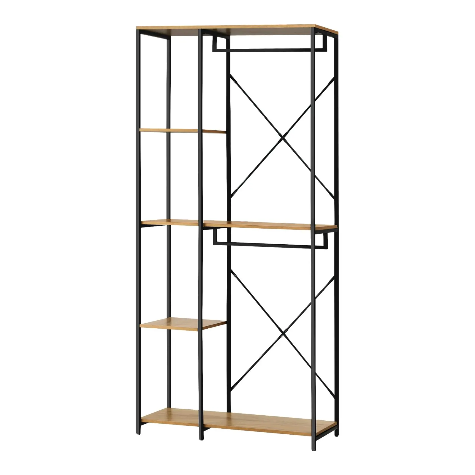 Oikiture Clothes Rack Large Open Wardrobe Garment Coat Hanging Rail 5 shelves