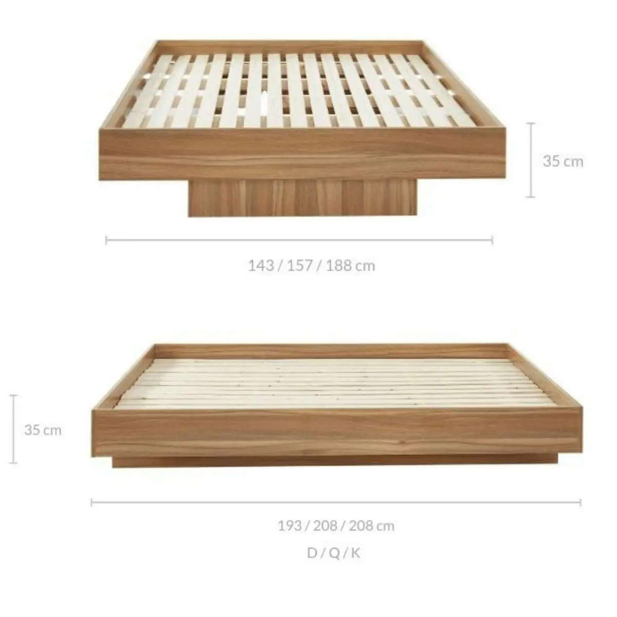 Walnut Wood Floating Bed Base