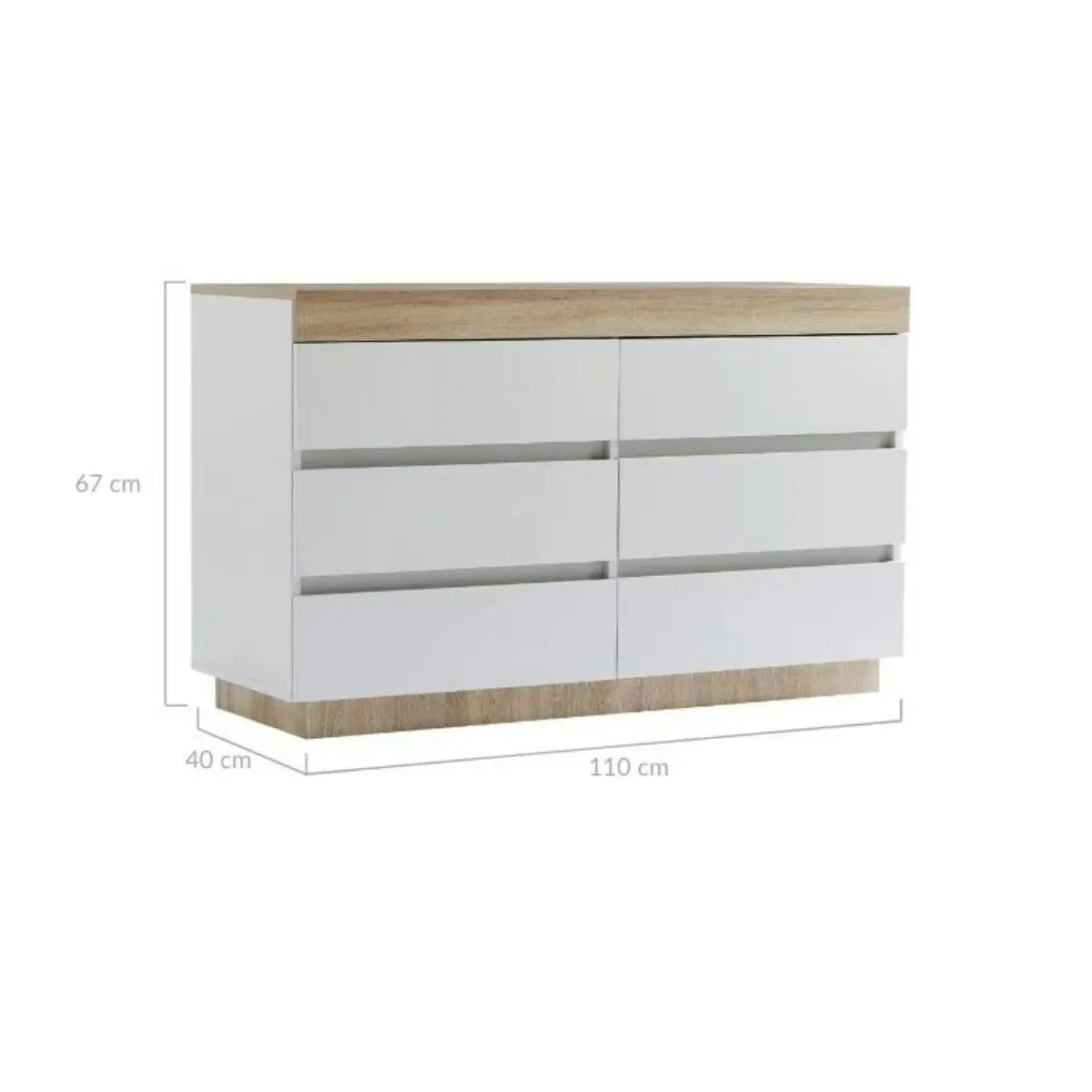 Ashley Coastal White Wooden Chest of 6 Drawers