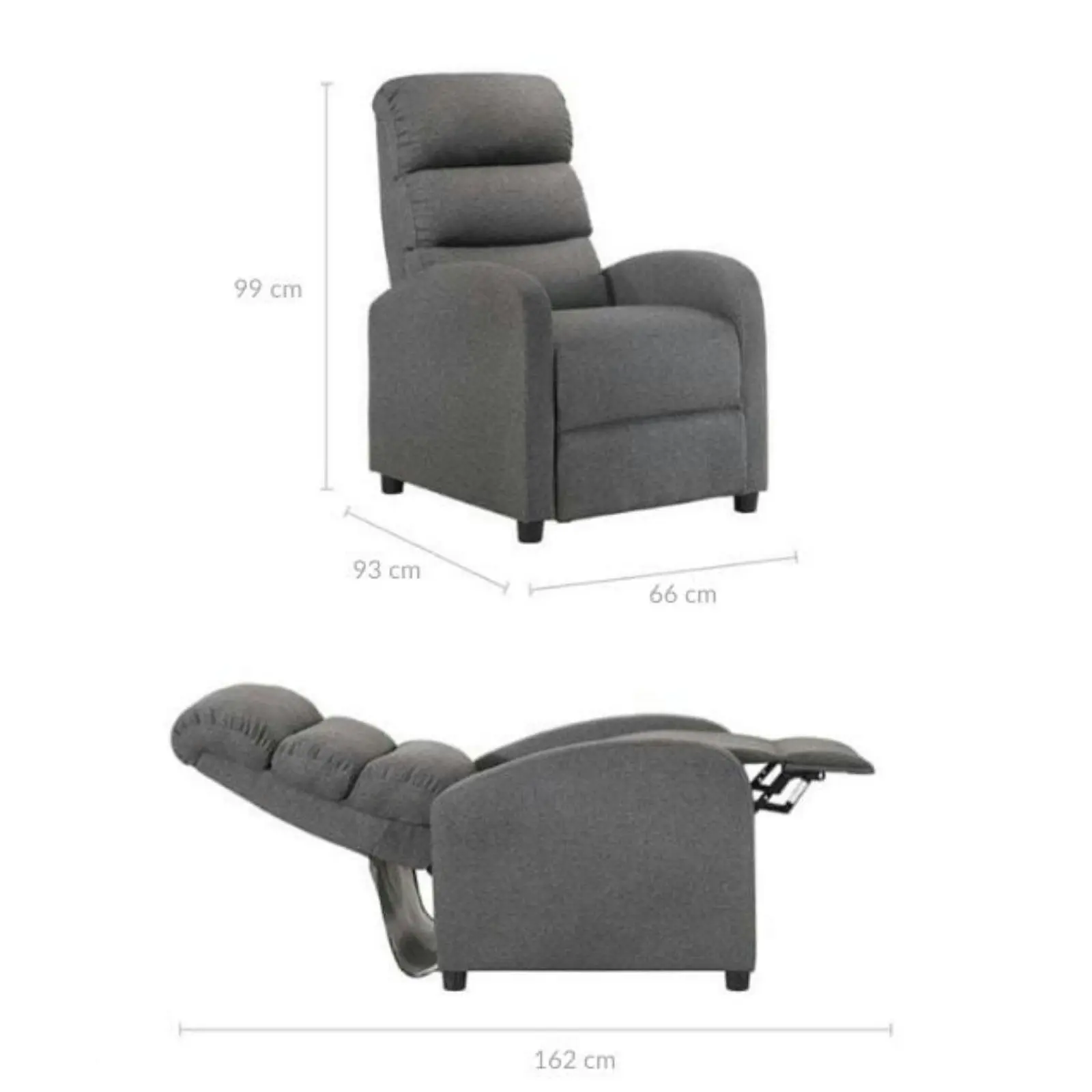 Luxury Fabric Recliner Chair Armchair Grey Sofa Lounge Couch