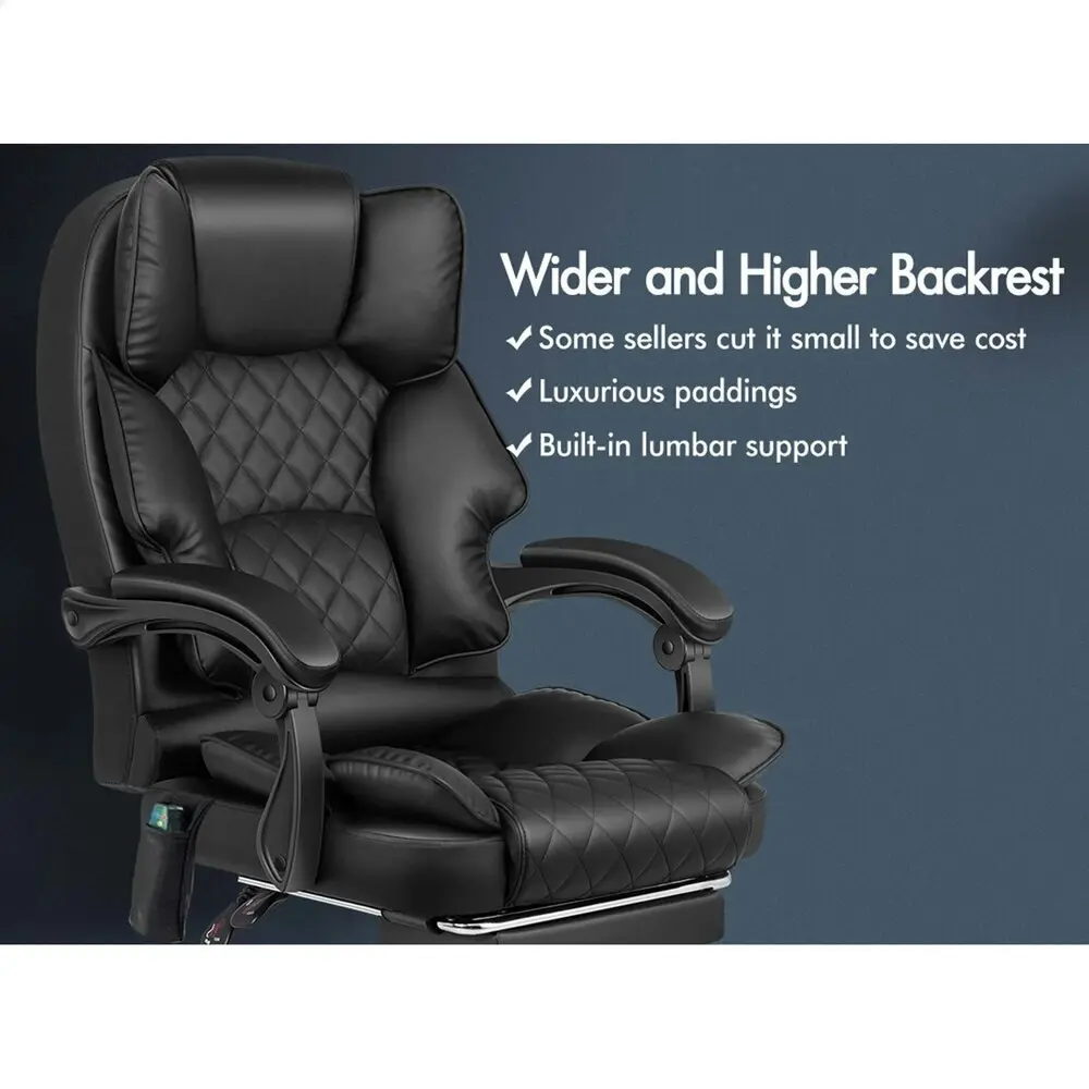 Alfordson Massage Office Chair Heated Seat Black