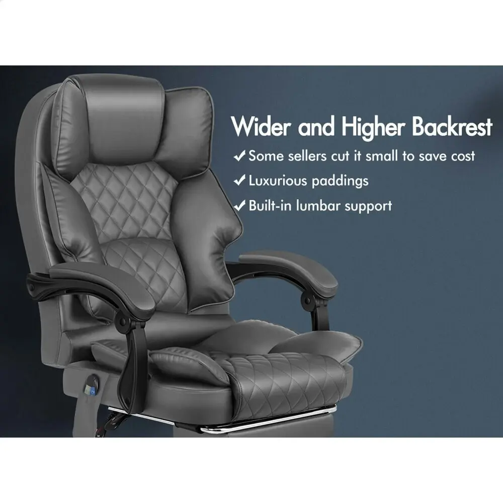 Alfordson Massage Office Chair Heated Seat Grey