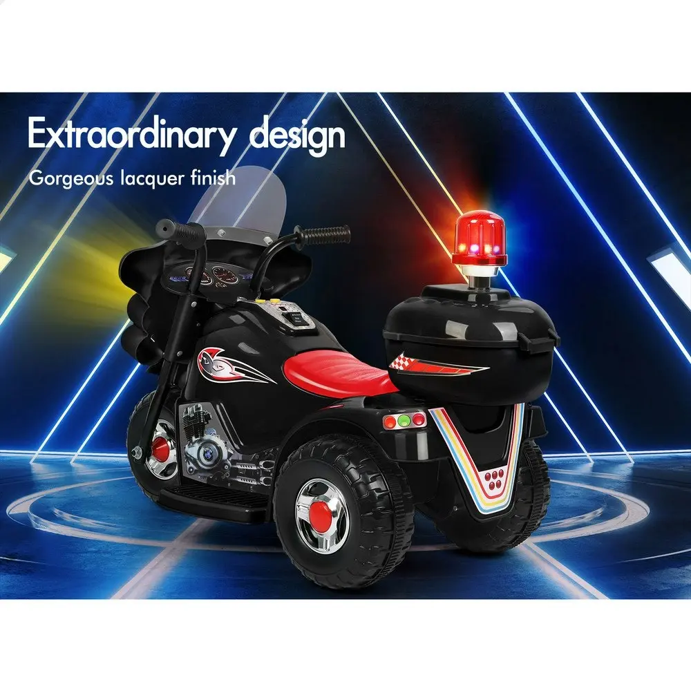 Alfordson Ride On Car Kids Police Motorcycle 6V Electric Toy 25W Motor MP3 Black