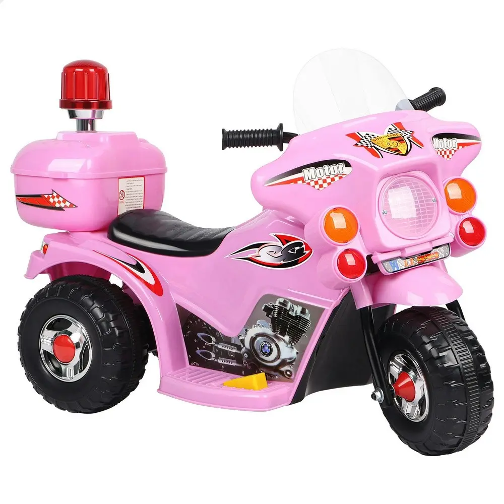 Alfordson Ride On Car Kids Police Motorcycle 6V Electric Toy 25W Motor MP3 Pink