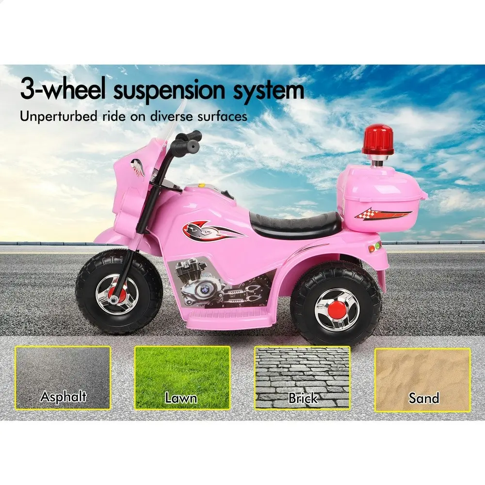 Alfordson Ride On Car Kids Police Motorcycle 6V Electric Toy 25W Motor MP3 Pink