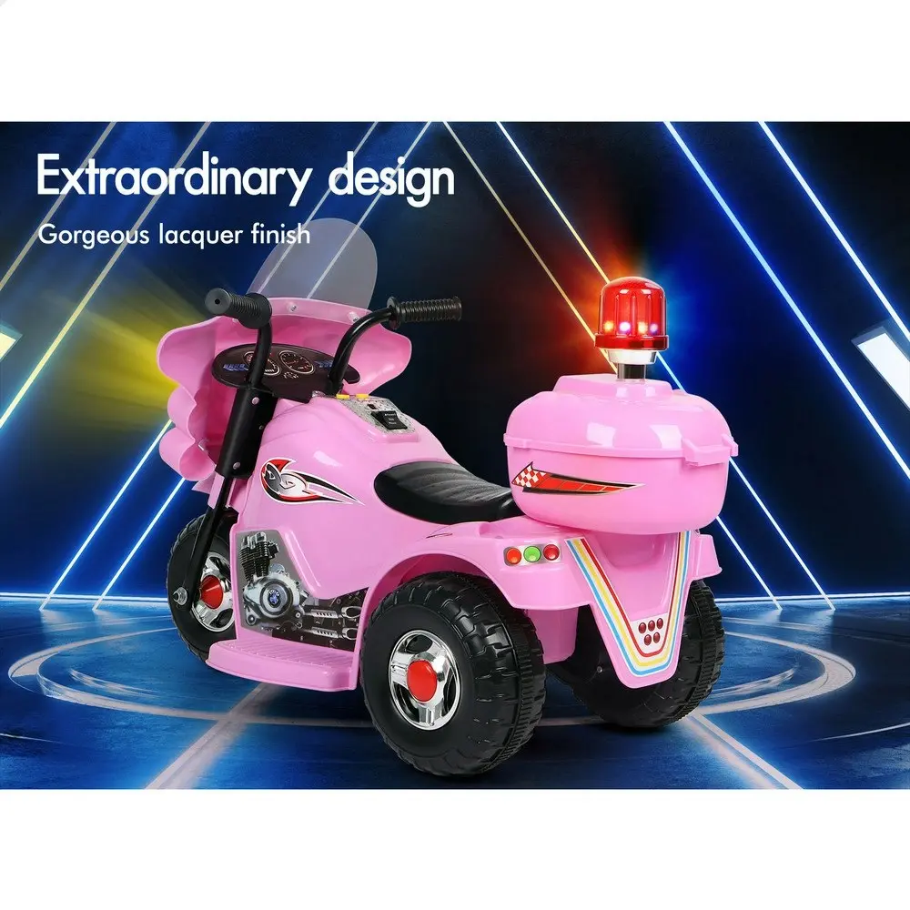 Alfordson Ride On Car Kids Police Motorcycle 6V Electric Toy 25W Motor MP3 Pink