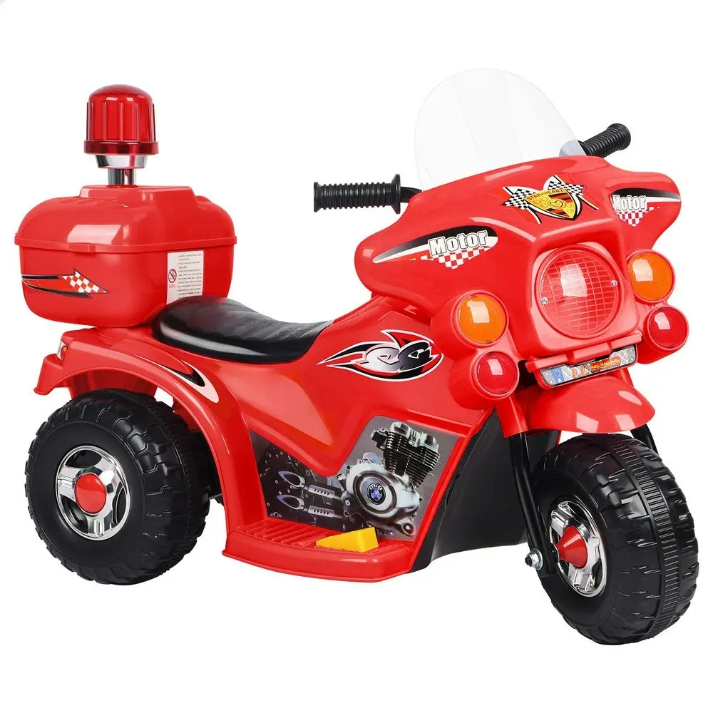 Alfordson Ride On Car Kids Police Motorcycle 6V Electric Toy 25W Motor MP3 Red