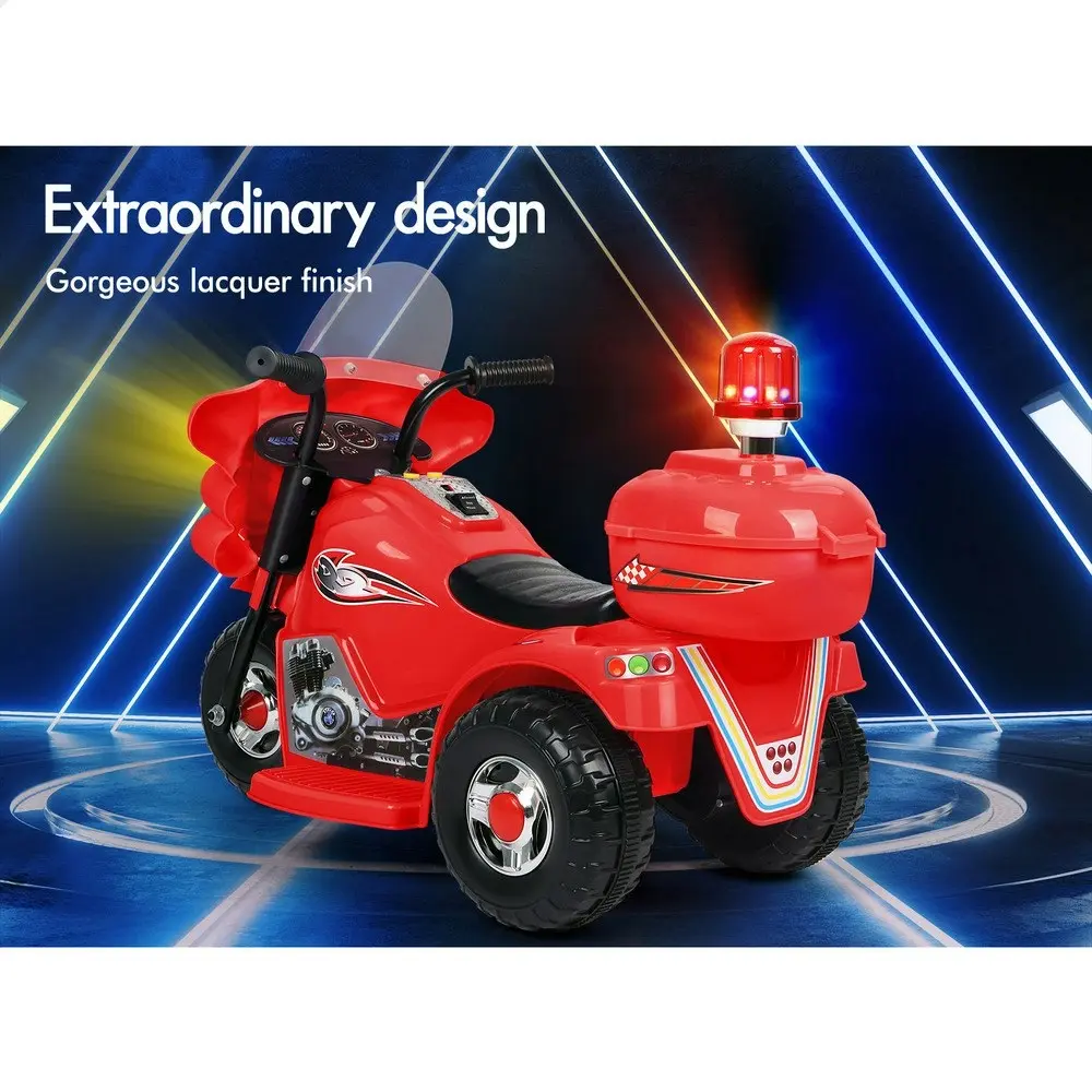 Alfordson Ride On Car Kids Police Motorcycle 6V Electric Toy 25W Motor MP3 Red