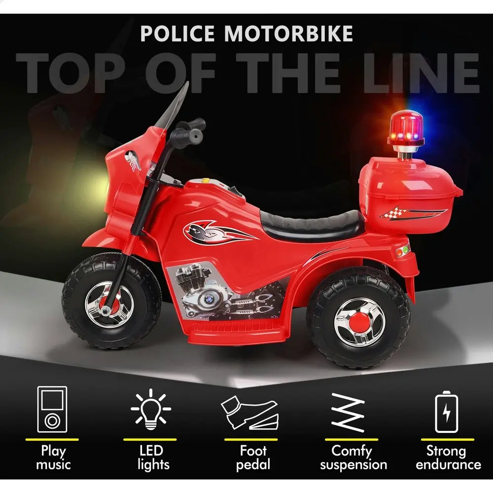 Alfordson Ride On Car Kids Police Motorcycle 6V Electric Toy 25W Motor MP3 Red