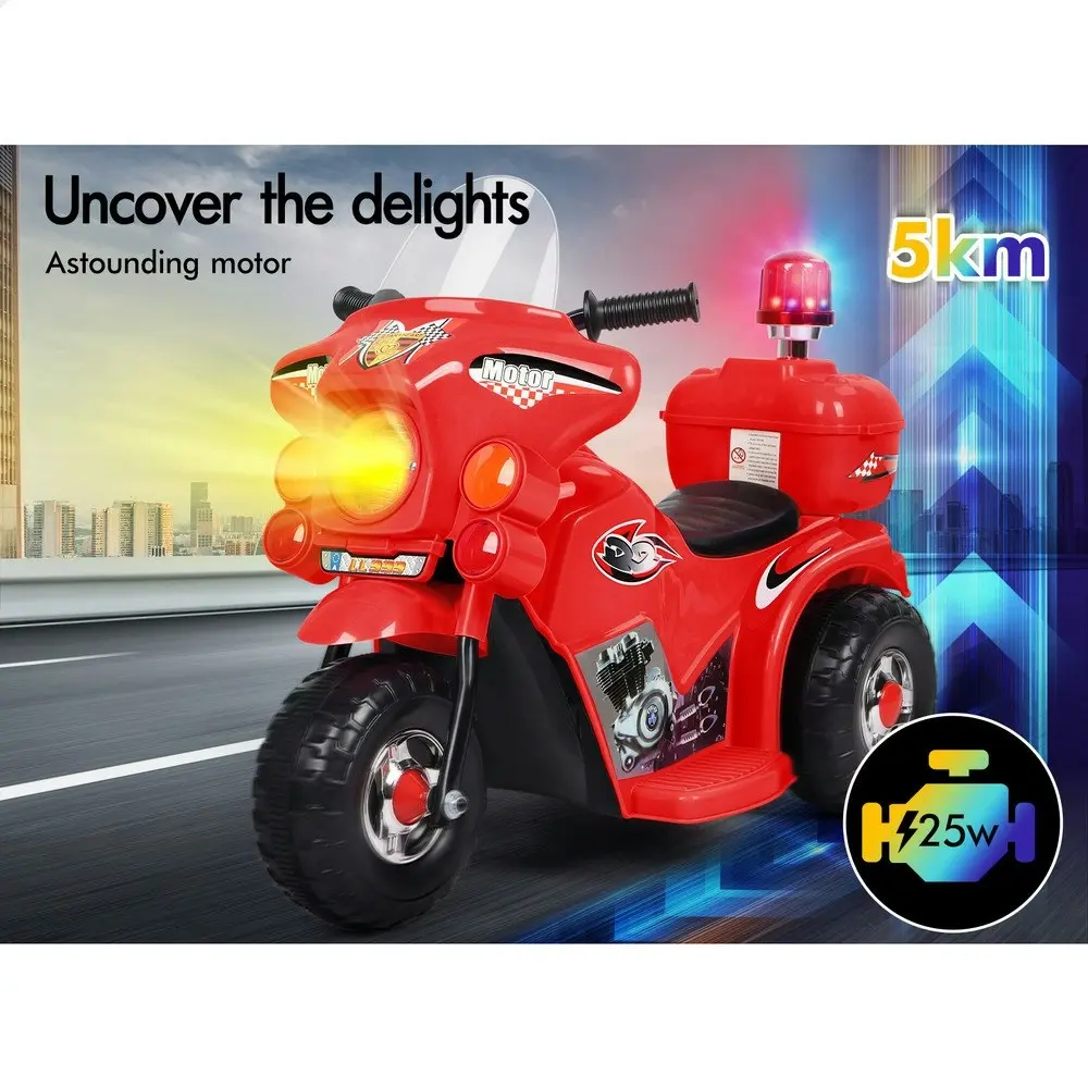 Alfordson Ride On Car Kids Police Motorcycle 6V Electric Toy 25W Motor MP3 Red