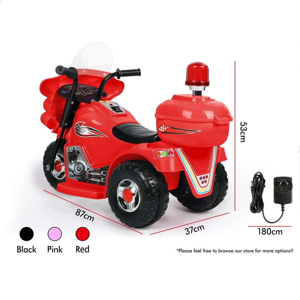 Alfordson Ride On Car Kids Police Motorcycle 6V Electric Toy 25W Motor MP3 Red