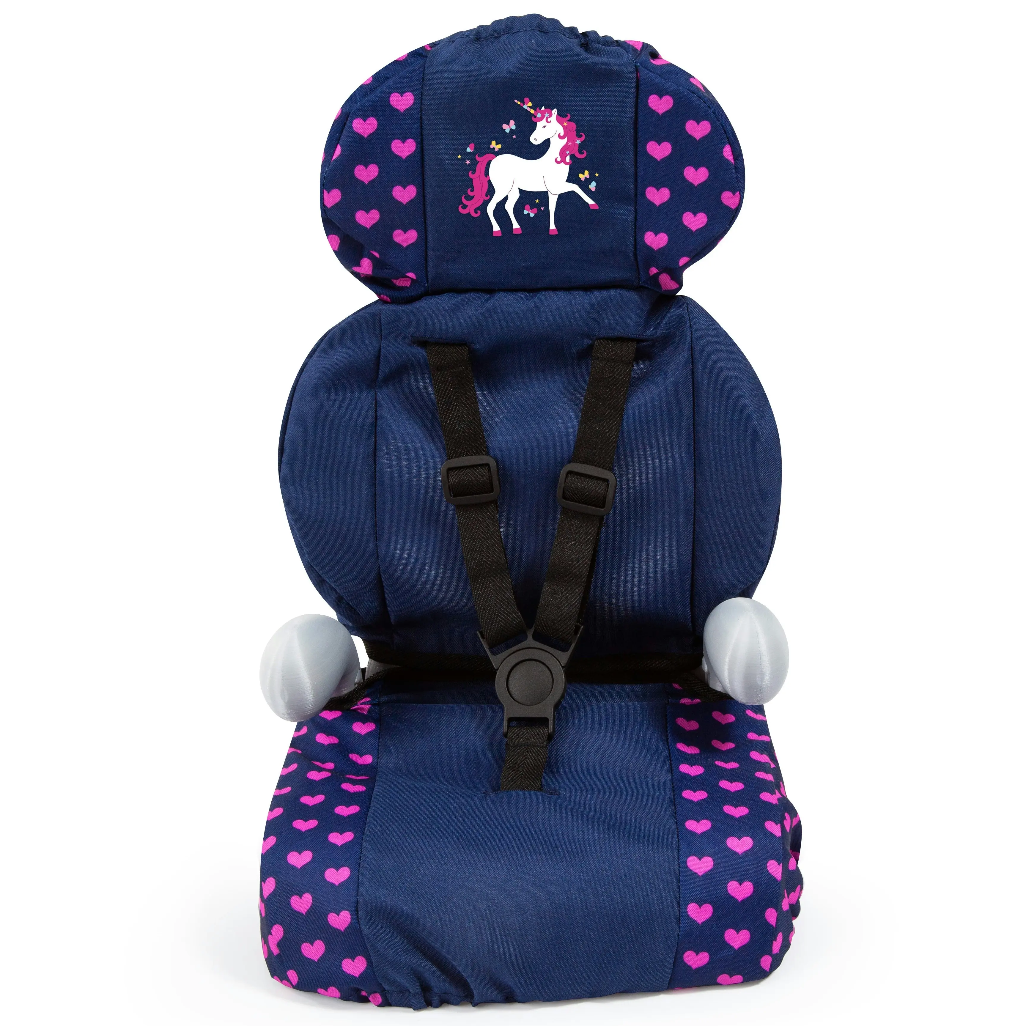 Doll Car Booster Seat Pink Hearts and Unicorn