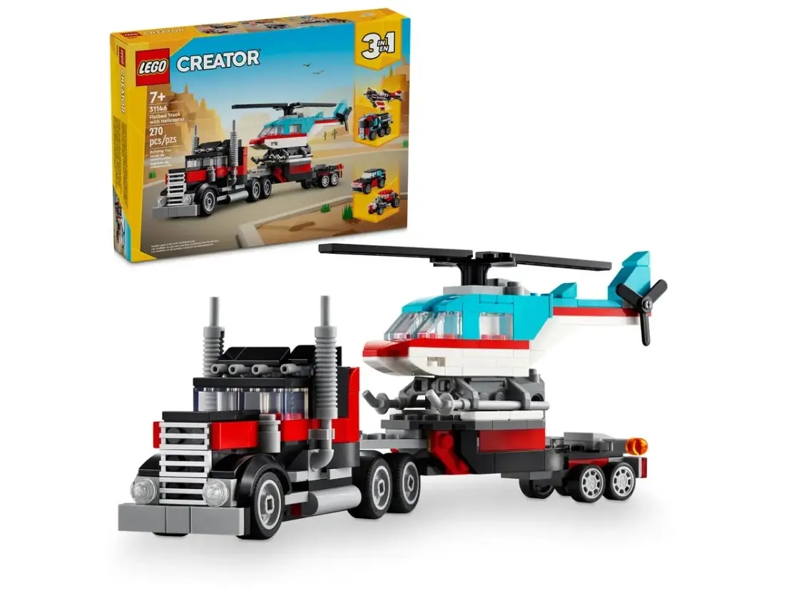 LEGO Creator 3-in-1 Flatbed Truck with Helicopter 31146