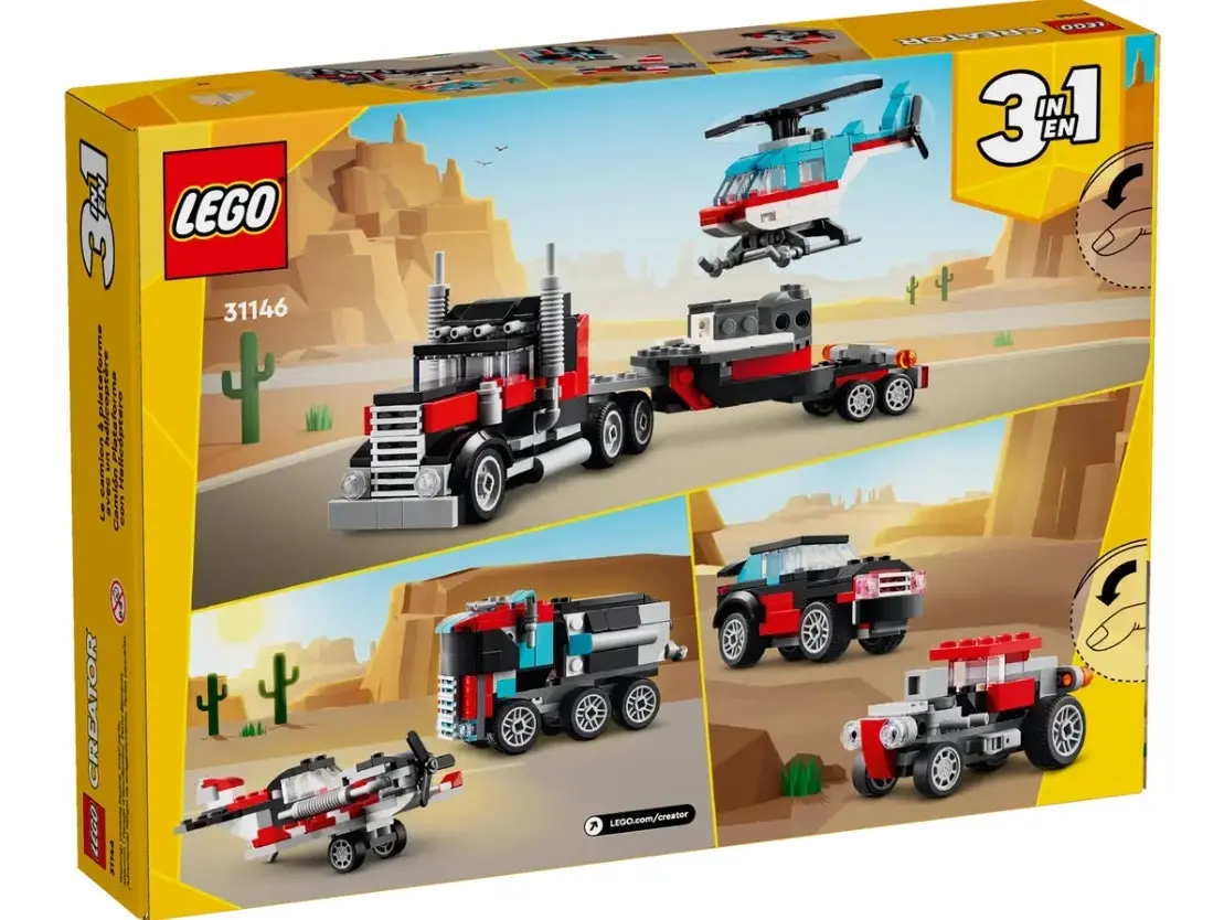 LEGO Creator 3-in-1 Flatbed Truck with Helicopter 31146