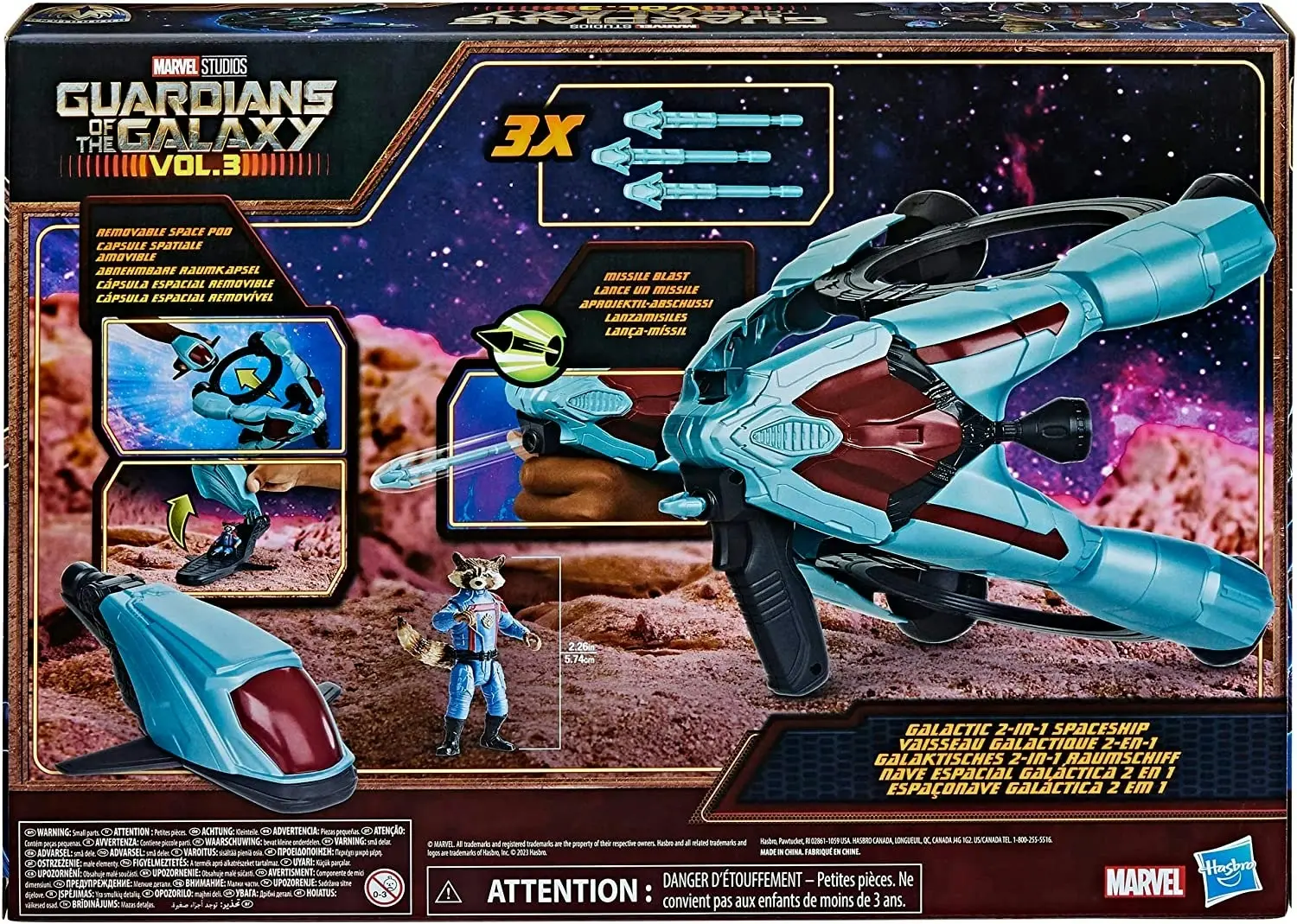 Marvel Guardians of the Galaxy Vol. 3 Galactic Spaceship with Rocket Action Figure