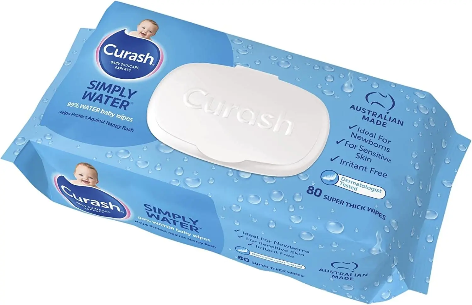 Curash Simply Water Baby Wipes 80 Pack