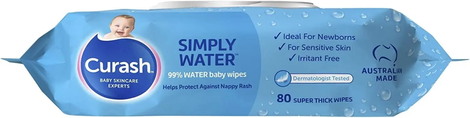 Curash Simply Water Baby Wipes 80 Pack