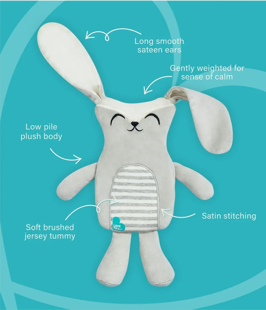 Love to Dream Self-Soothing Toy Stevie The Bunny - Grey