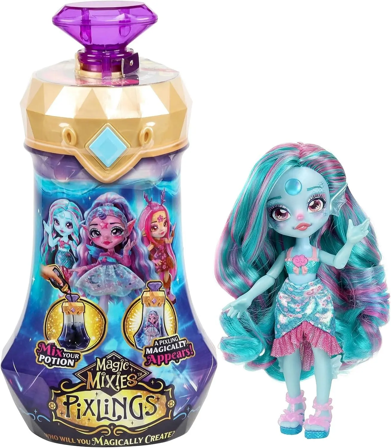 Magic Mixies Pixlings S1 W1 Doll Single Pack Aqua Mermaid