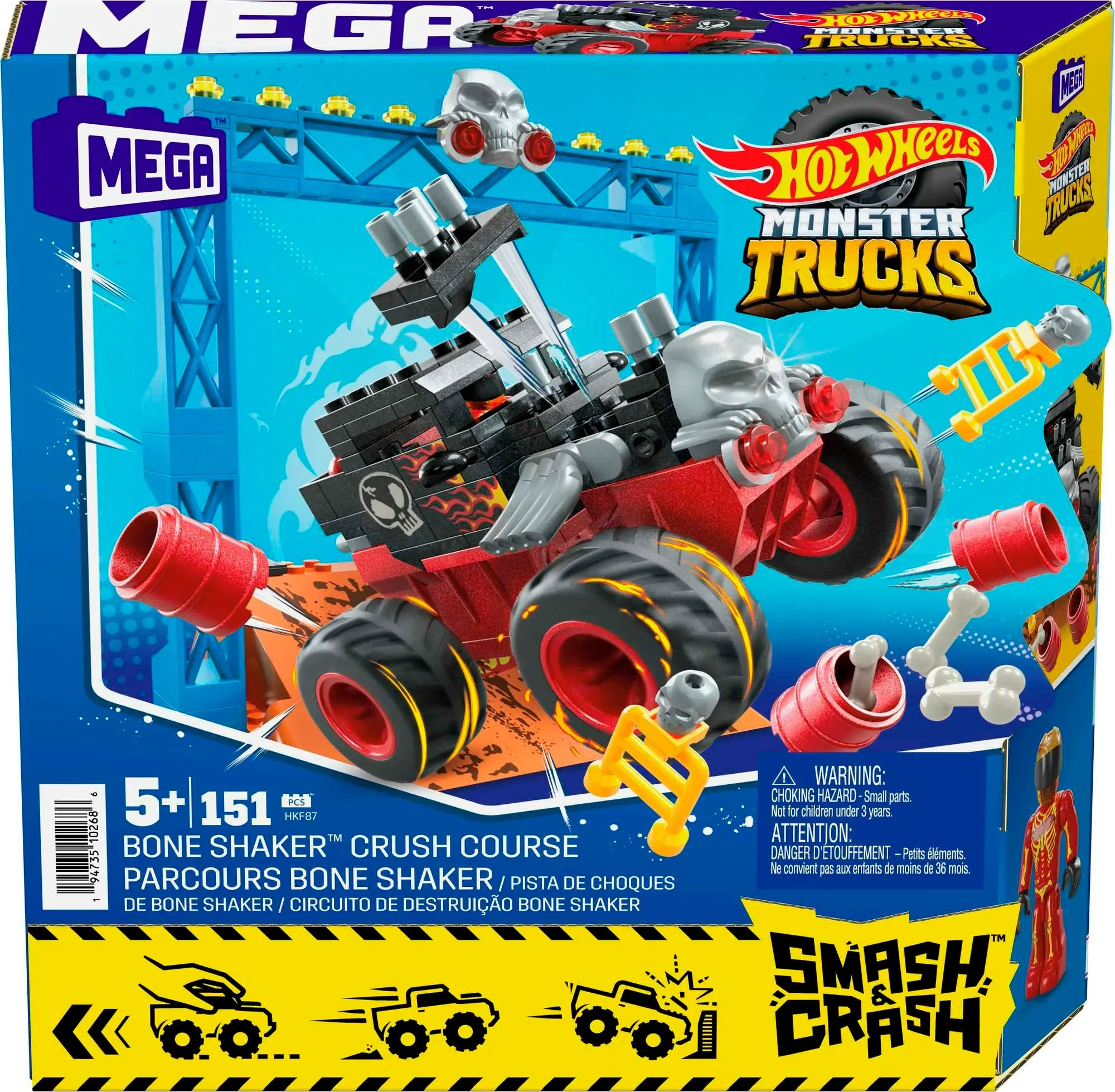 Megabloks Hot Wheels Bone Shaker Crush Course Monster Truck Building Toy