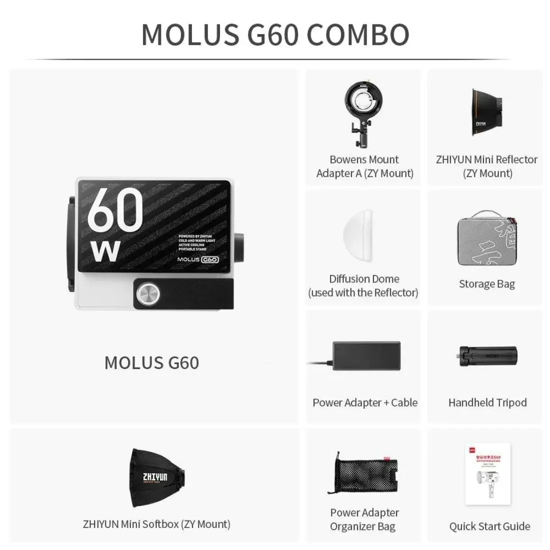 Zhiyun MOLUS G60 60W Bi-Colour COB Light Combo