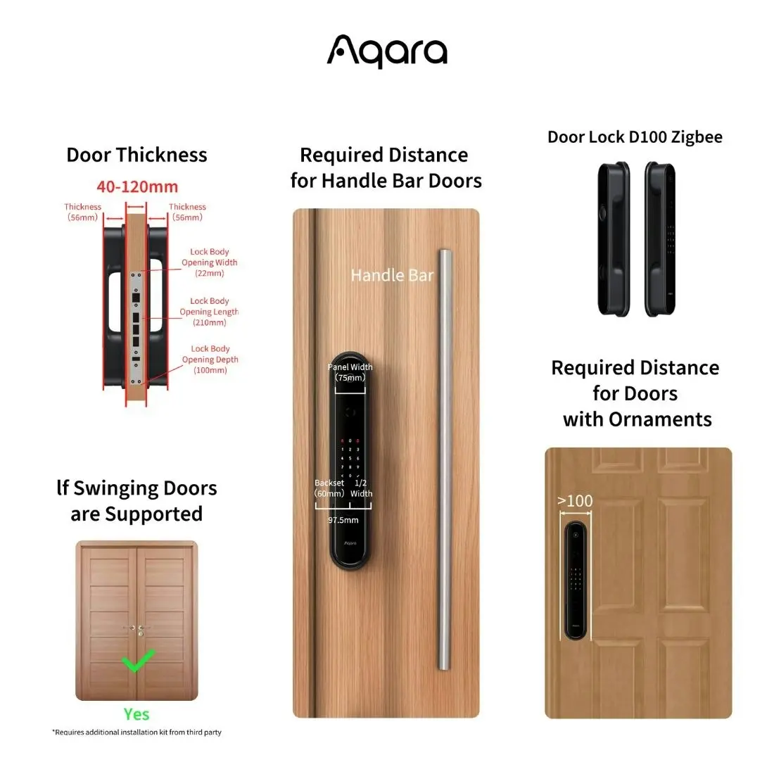 Aqara Smart Door Lock D100+ Hub E1 Bundle