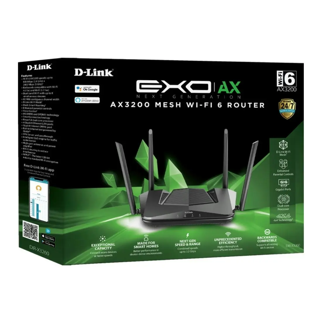 D-Link- EXO AX DIR-X3260 AX3200 Mesh Wi-Fi 6 Router - Black