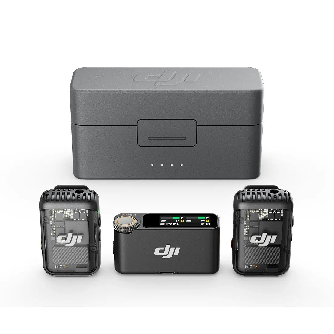 Dji Mic 2 (2 TX + 1 RX + Charging Case) Wireless Microphone (For Android, iPhone, PC, Camera)