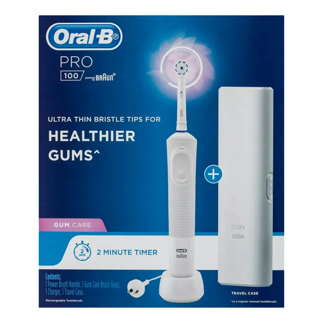 Oral-B Pro 100 Gum Care Electric Toothbrush w/ Travel Case - White