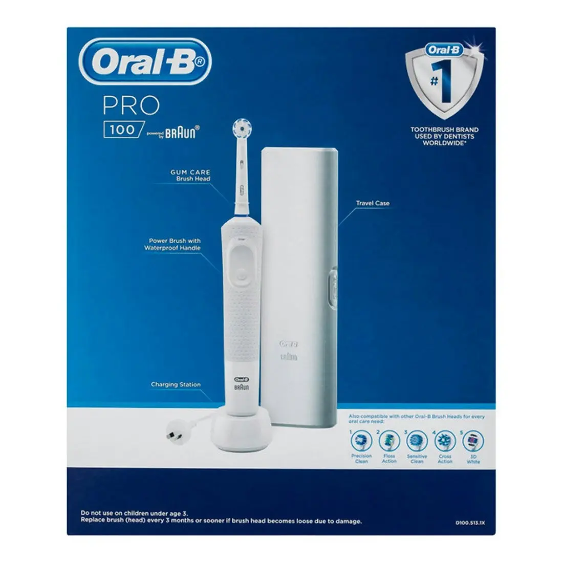 Oral-B Pro 100 Gum Care Electric Toothbrush w/ Travel Case - White