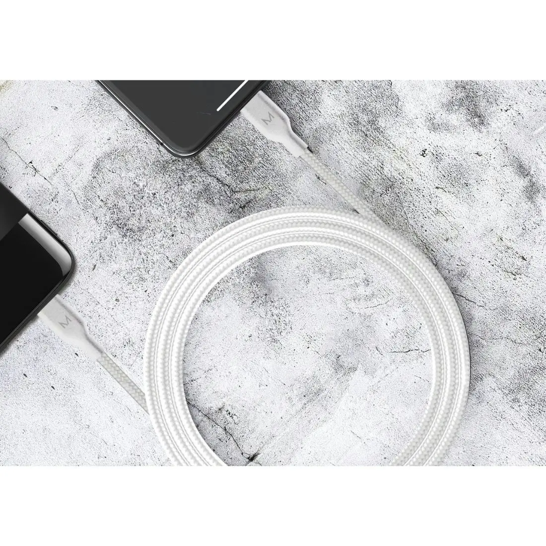 Moyork Cord 1.5m USB-A to Lightning Nylon Cable - Swan White