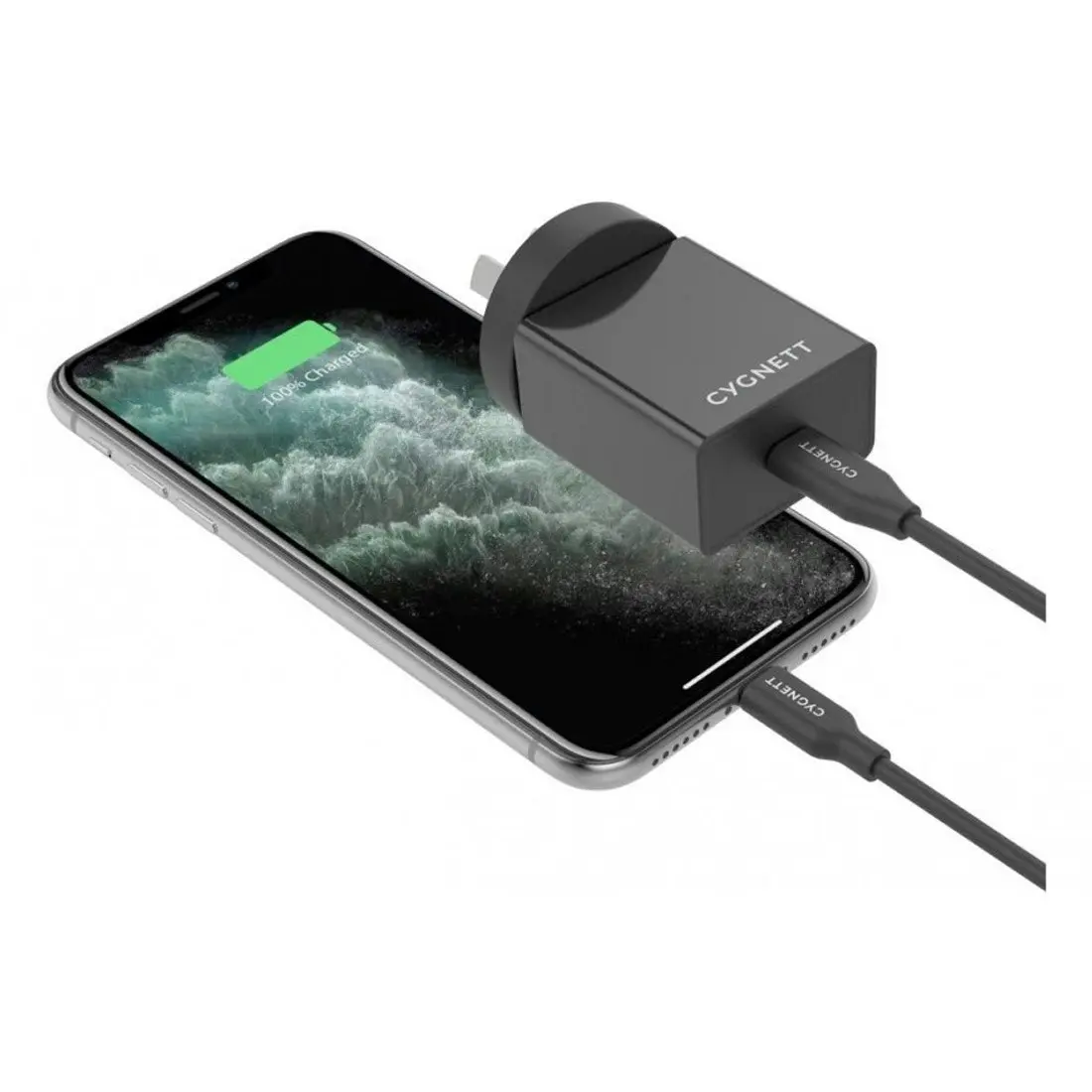 Cygnett PowerPlus 18W Wall Charger + Lightning to USB-C Cable - Black