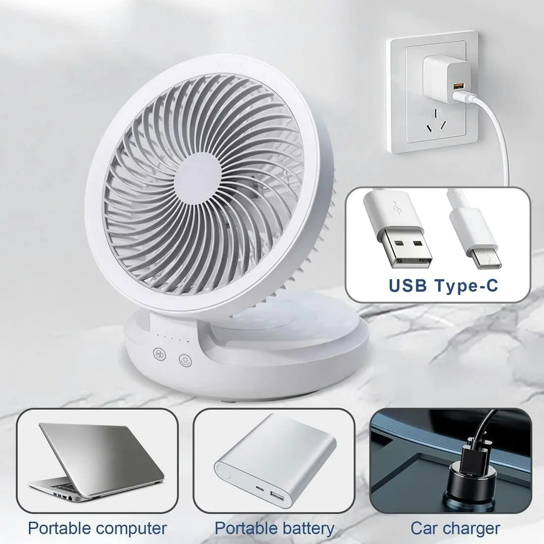 Edon Wireless Suspended Air Circulation USB Fan E808 - White