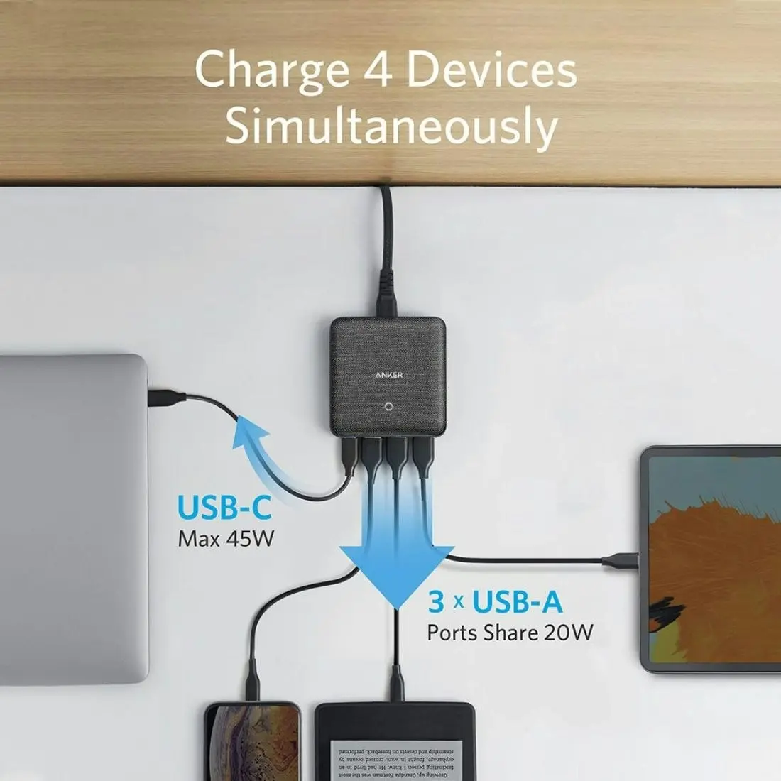 Anker PowerPort Atom III Slim Wall Charger (Four Ports) - Black