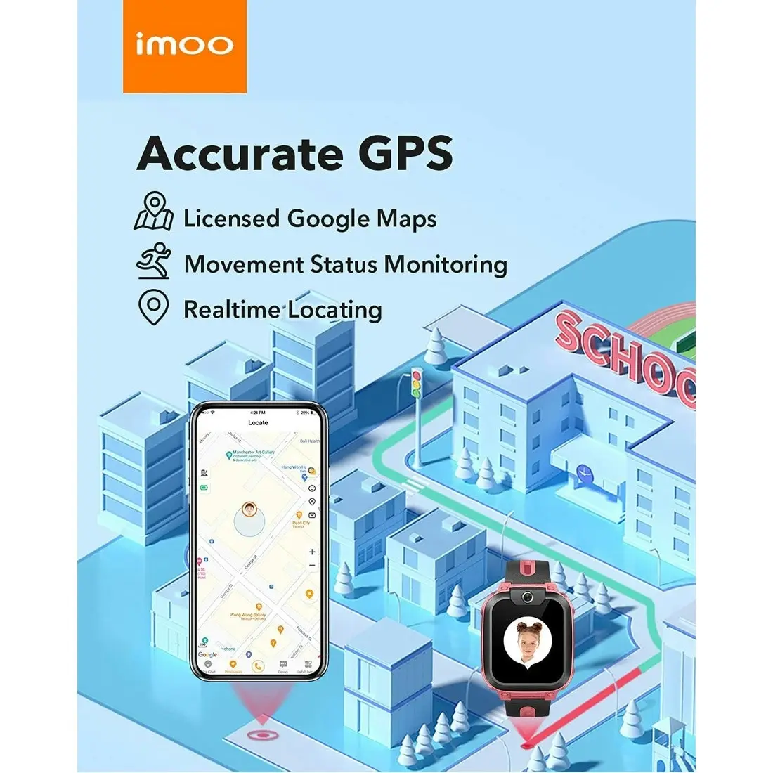 imoo Kids Smart Watch Phone Z1 - Grapefruit Red