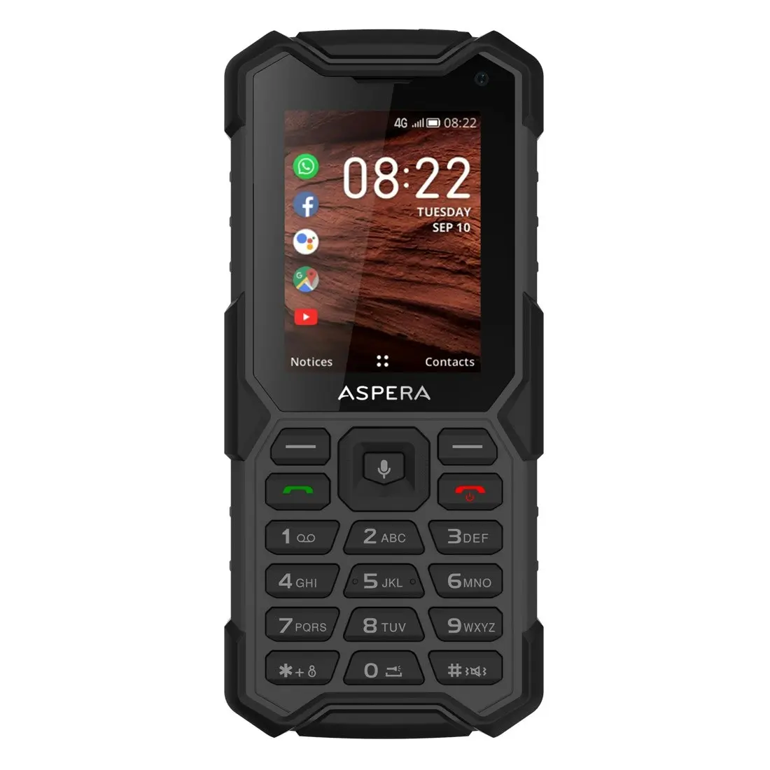 Aspera R40 (4G, Rugged Phone, Keypad, IP68) - Black