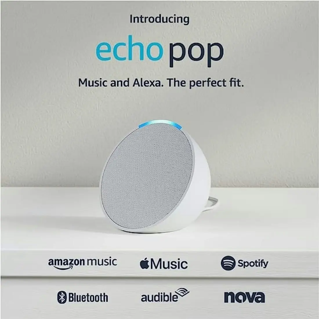 Amazon Echo Pop Compact Smart Speaker - Glacier White