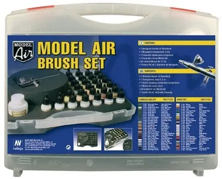 Vallejo Model Air - 29 Basic colours set +Airbrush Plastic Case